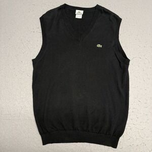 Lacoste Black 100% Cotton Sweater Vest Size 4 Men's Medium 38 Chest